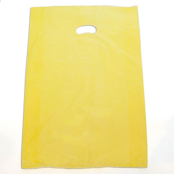 Plastic bag with die cut handles high density 16"x4"x24" yellow