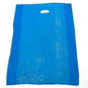 Plastic bag with die cut handles high density 20"x4"x30" blue