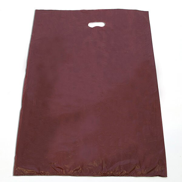 Plastic bag with die cut handles high density 20"x4"x30" burgundy