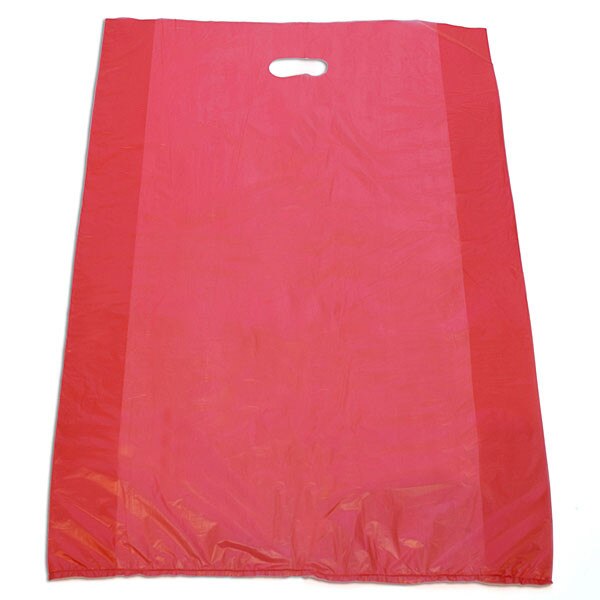 Plastic bag with die cut handles high density 20"x4"x30" red