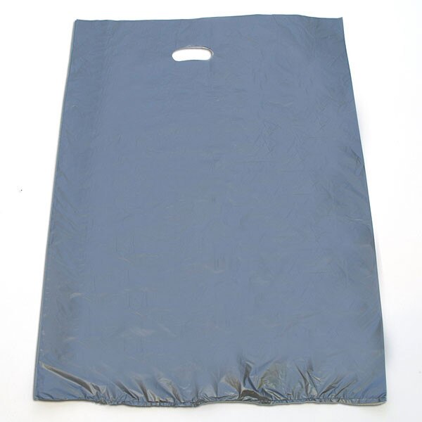 Plastic bag with die cut handles high density 20"x4"x30" silver