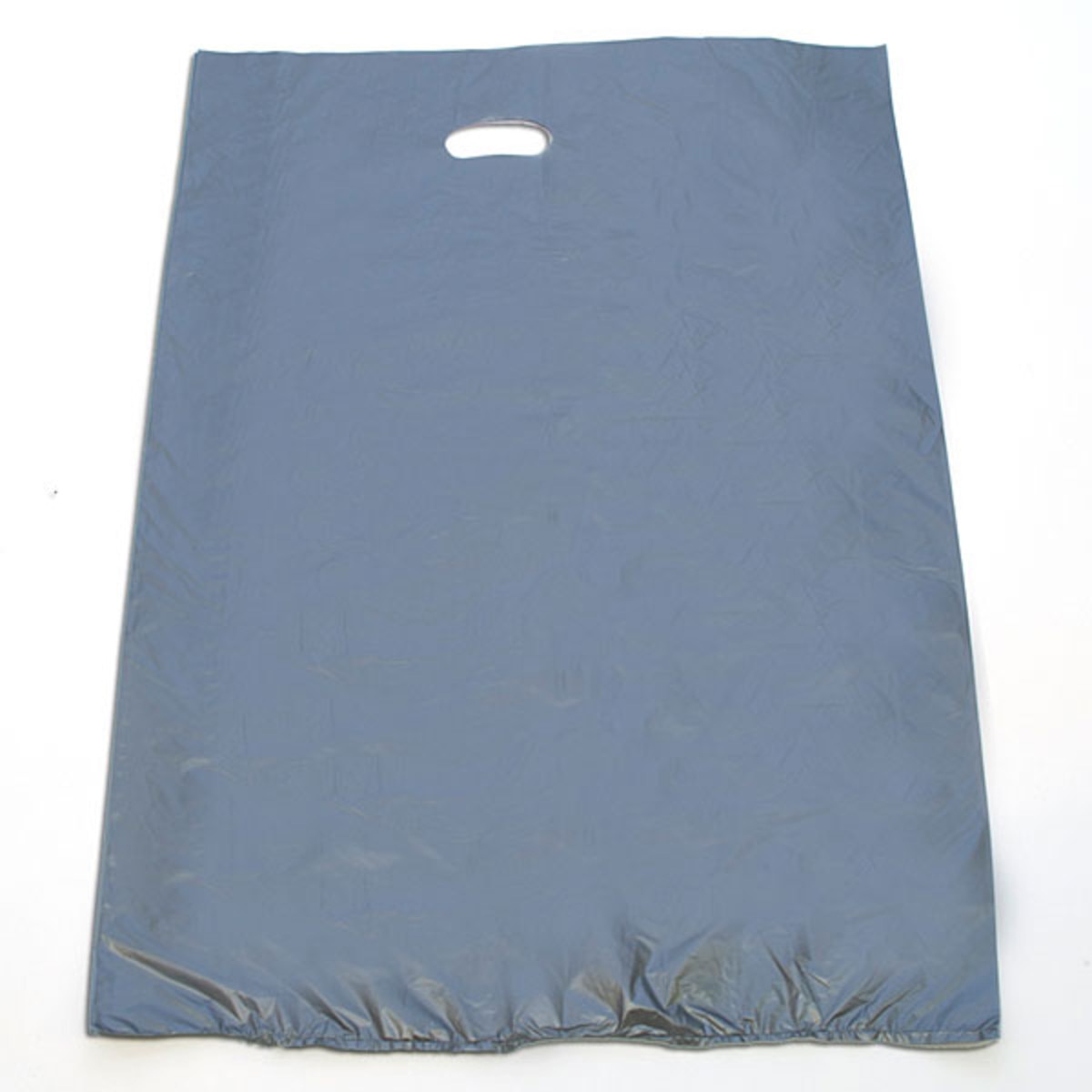 Plastic bag with die cut handles high density 20"x4"x30" silver