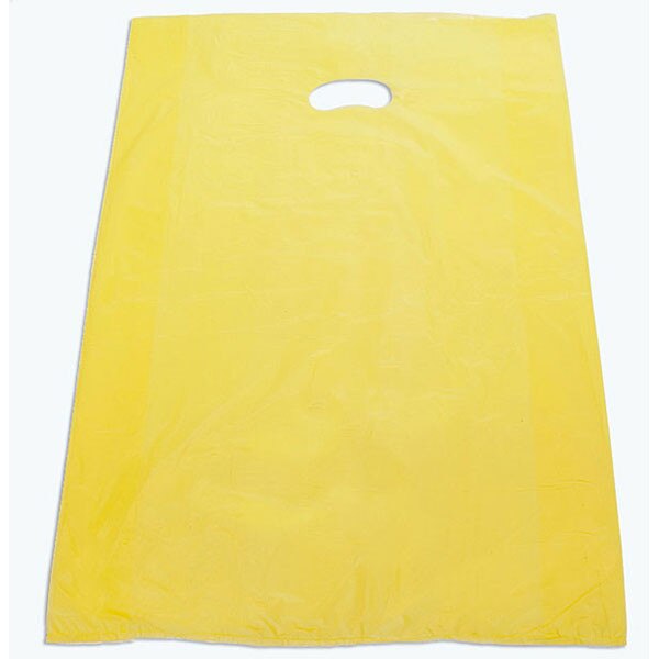 Plastic bag with die cut handles high density 20"x4"x30" yellow
