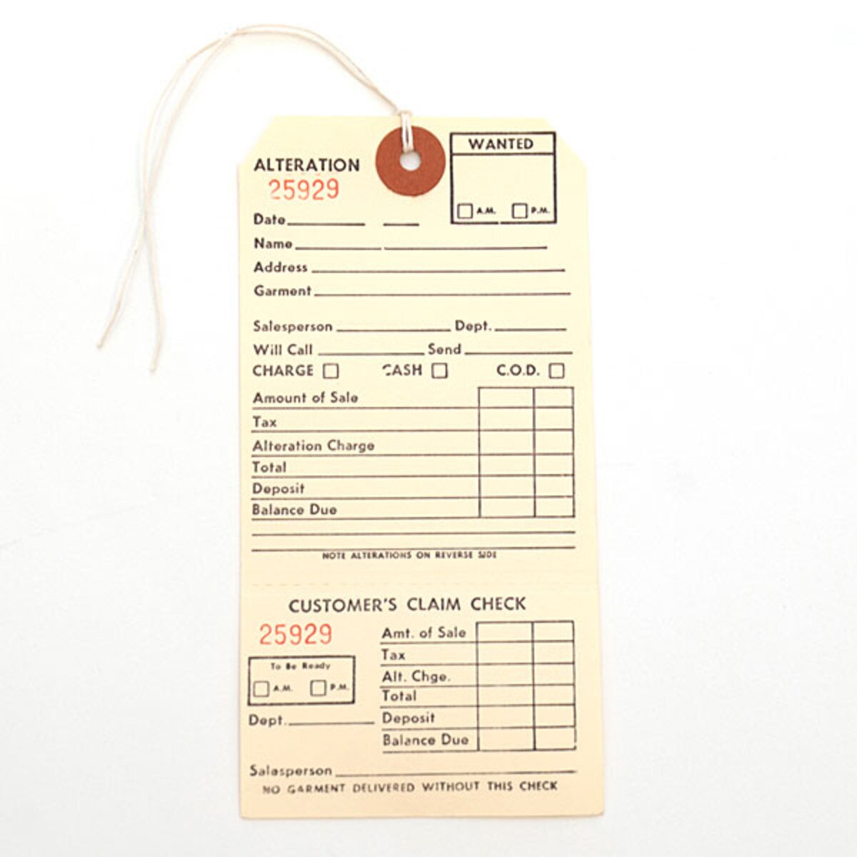 Alteration tag two part