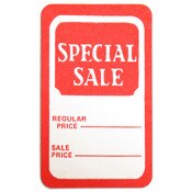 PRIME LABELS 1000 Glossy Upscale Price Tag Stickers, Red & White, 1 Inch Round, For Retail