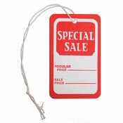 Tag "special sale" regular price/sale price - red/white with string