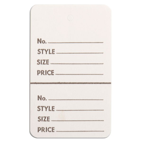 Perforated merchandise tags without strings 1-3/4"x2-7/8" - white
