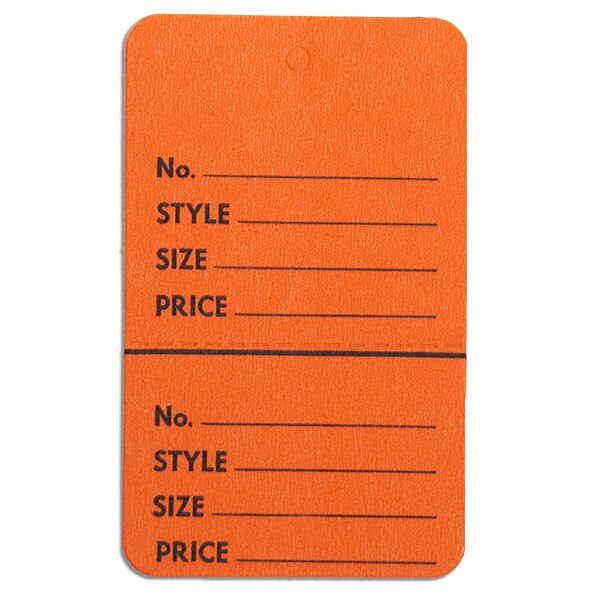 Perforated merchandise tags without strings 13/4"x27/8" orange