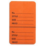 Perforated merchandise tags without strings 1-3/4"x2-7/8" - orange