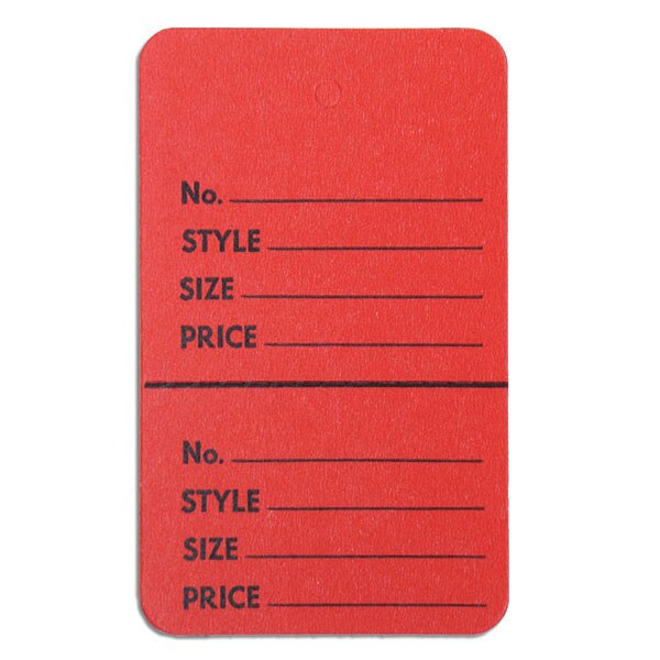 Perforated merchandise tags without strings 1-3/4"x2-7/8" - red