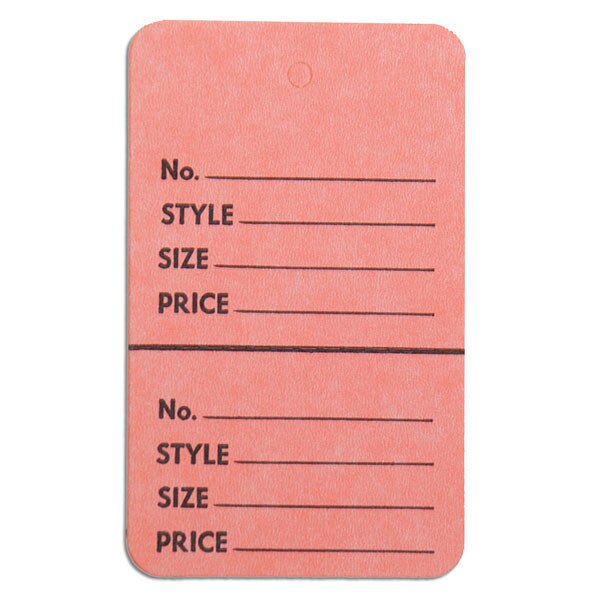 Perforated merchandise tags without strings 1-3/4"x2-7/8" - pink