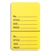 Perforated merchandise tags without strings 1-3/4"x2-7/8" - yellow