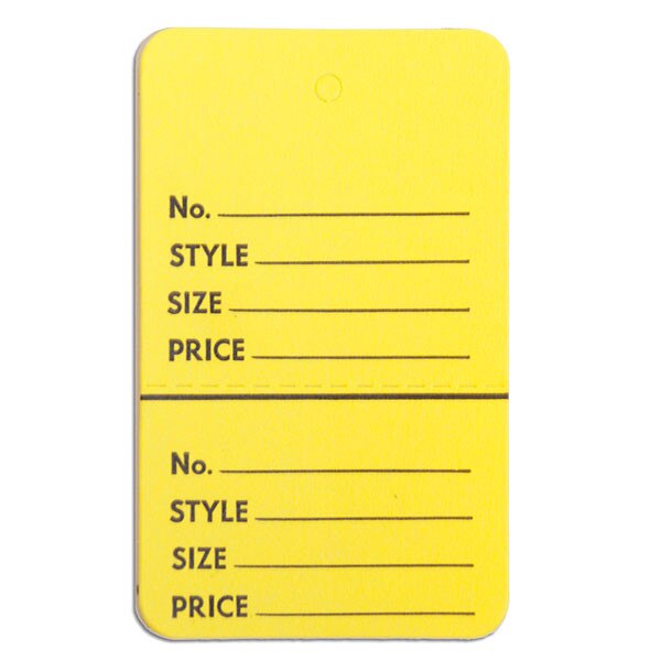 Perforated merchandise tags without strings 1-3/4"x2-7/8" - yellow