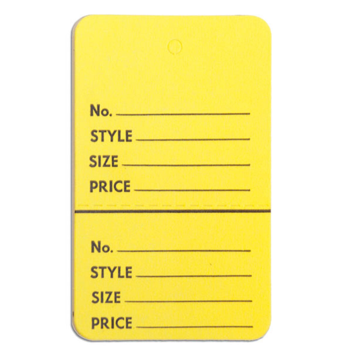 Perforated merchandise tags without strings 1-3/4"x2-7/8" - yellow