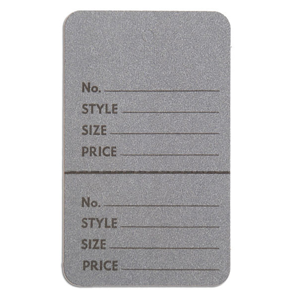 Perforated merchandise tags without strings 1-3/4"x2-7/8" - gray