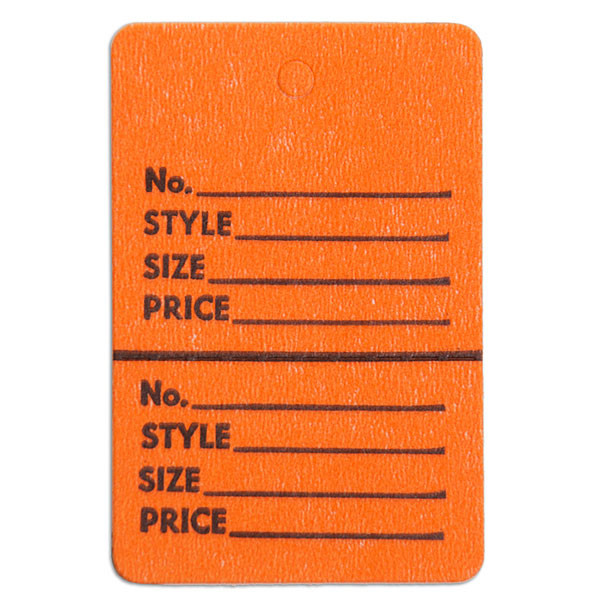Perforated merchandise tags without strings 1-1/2"x1-3/4" - orange