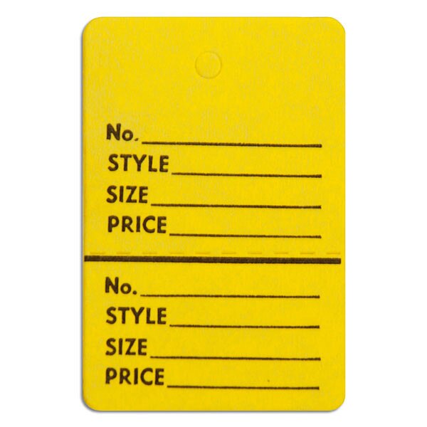 Perforated merchandise tags without strings 1-1/2x1-3/4 - yellow