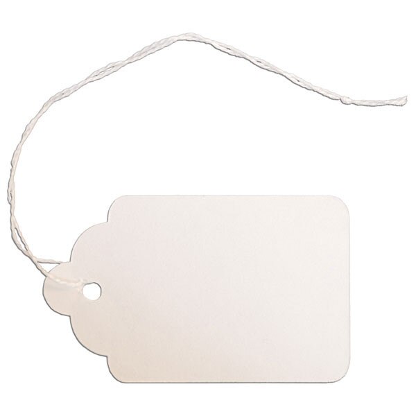 Merchandise tag #8 with string 1-5/8"x2-5/8" - white