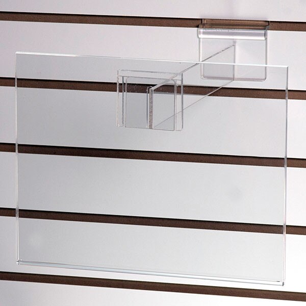Acrylic slatwall sign holder 8-1/2"w x 11"h with 12" extender