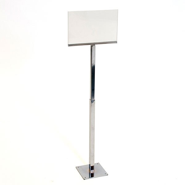 Counter top sign holder with double stem 11w x 8-1/2h - chrome with  acrylic head