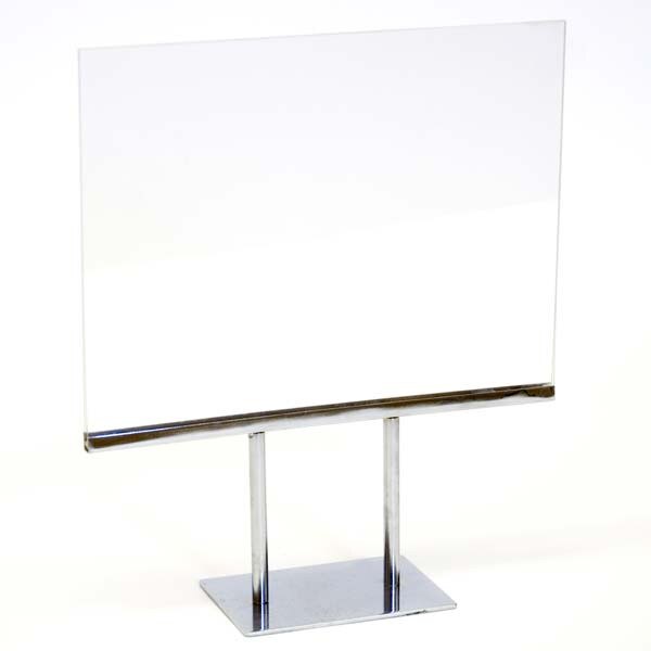 Counter top sign holder with double stem 11w x 8-1/2h - chrome with  acrylic head