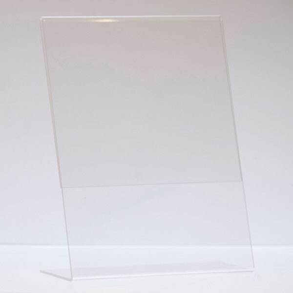 Slant back acrylic sign holder 8 1/2"wx11"h