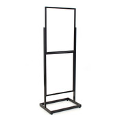 Floor standing sign holder 22"x28" double frame 65 1/2 tall rectangular tube - black