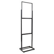 Floor standing sign holder 22"x28" triple frame 90"high rectangular tube - black