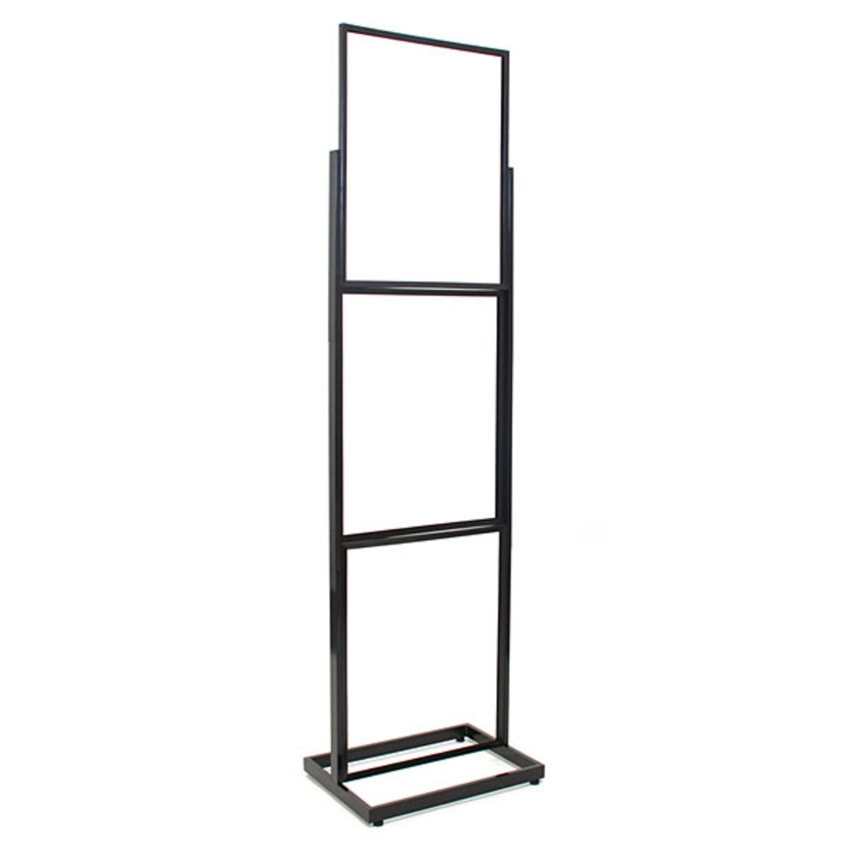 Floor standing sign holder 22"x28" triple frame 90"high rectangular tube - black