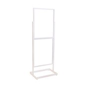 Floor standing sign holder 22x28 double frame 65 1/2" tall rectangular tube - white