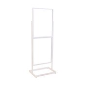 Floor standing sign holder 22x28 double frame 65 1/2" tall rectangular tube - white