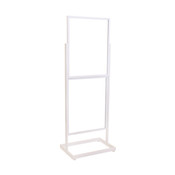 Floor standing sign holder 22x28 double frame 65 1/2" tall rectangular tube - white