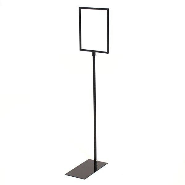 Floor-standing Sign Holder with Snap-Open Frame for 8.5 x 11 inch Graphics - Powder Coated Black Aluminum (CMB8511BLK)