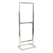 Floor standing sign holder 22"x28" double frame 65 1/2" tall rectangular tube - chrome