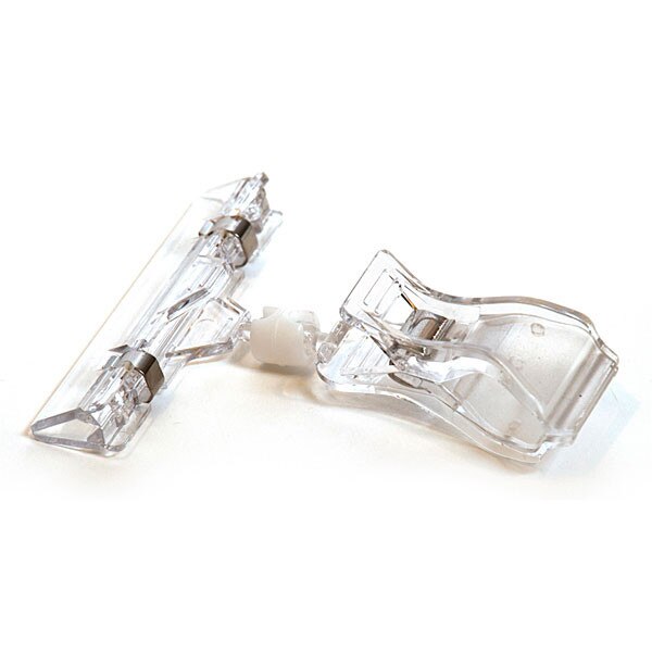 Clip-on sign holder 4" long with adjustable knuckle - clear