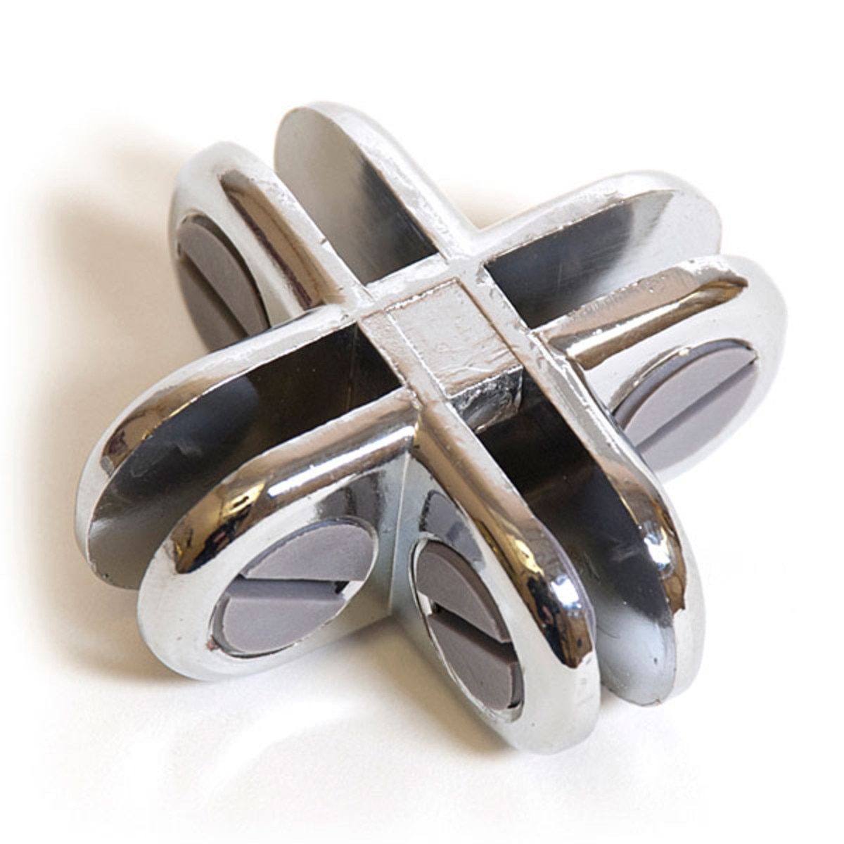 4-way glass connector - chrome