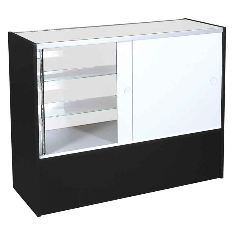 ITEM#SCH4B 4 FOOT BLACK GLASS DISPLAY CASE HALF VISION SHOWCASE **BRAND NEW** 