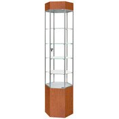 Display Tower Showcase - Hex, Cherry, 75"H x 20"W