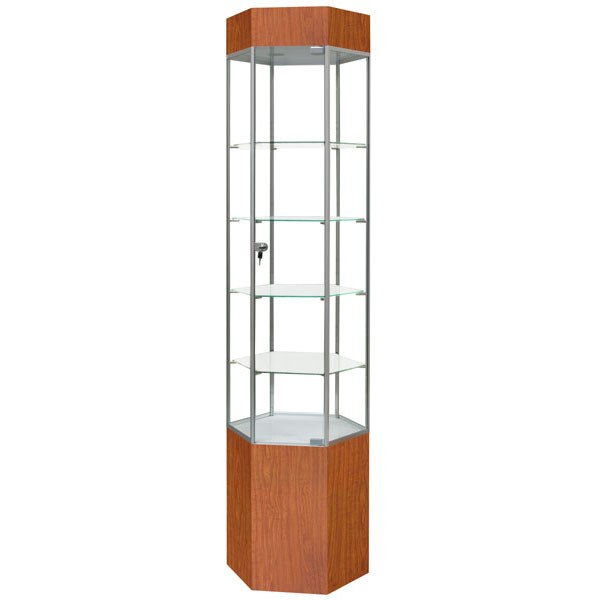 Display Tower Showcase - Hex, Cherry, 75"H x 20"W