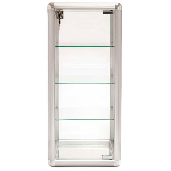 4' Silver Extra Vision Aluminum Display Case with LED Lighting - Tempered  Glass Finish