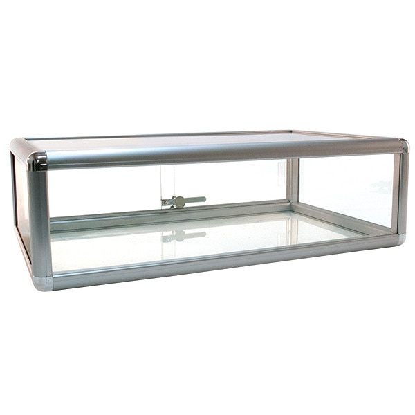 Countertop Showcase - 30L x 18D x 9H Aluminum Frame - Silver Finish