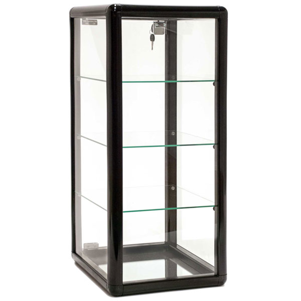 Countertop Showcase 14Lx12Wx27H Aluminum Frame Black Finish