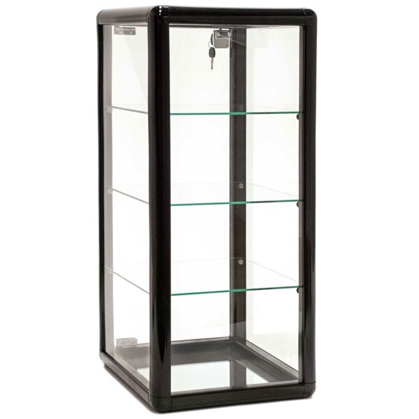 Countertop Showcase -14Lx12Wx27H Aluminum Frame - Black Finish