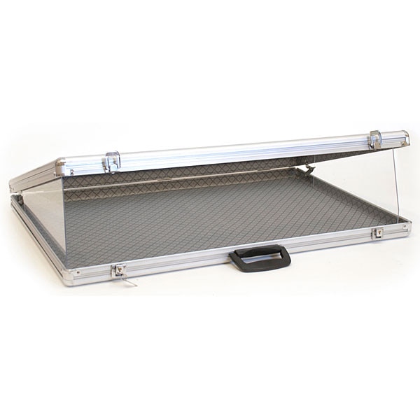 Portable display case angled top 34"w x 22"d x 3"h
