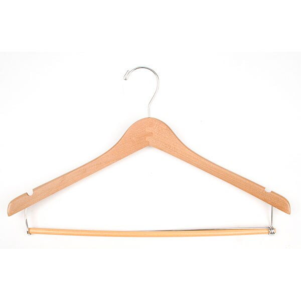 Contoured Wooden Suit Hanger w/Clips (Walnut)