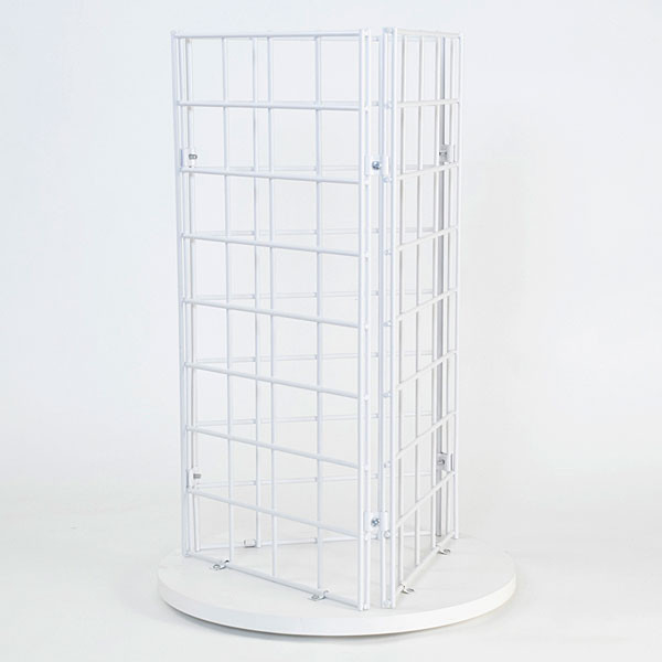 Grid countertop spinner display 3-sided 3"OC white