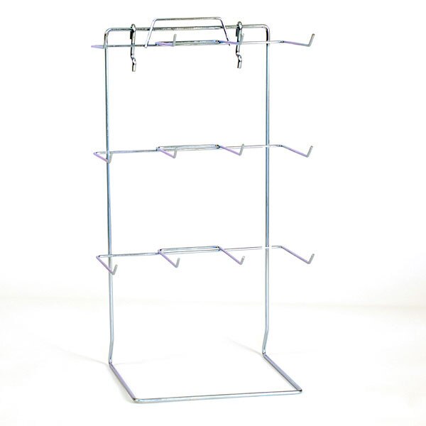 Countertop rack also fits slatwall or pegboard 12 peg 17-1/2"hx10"wx6.5"d hooks 4-1/2" long - zinc