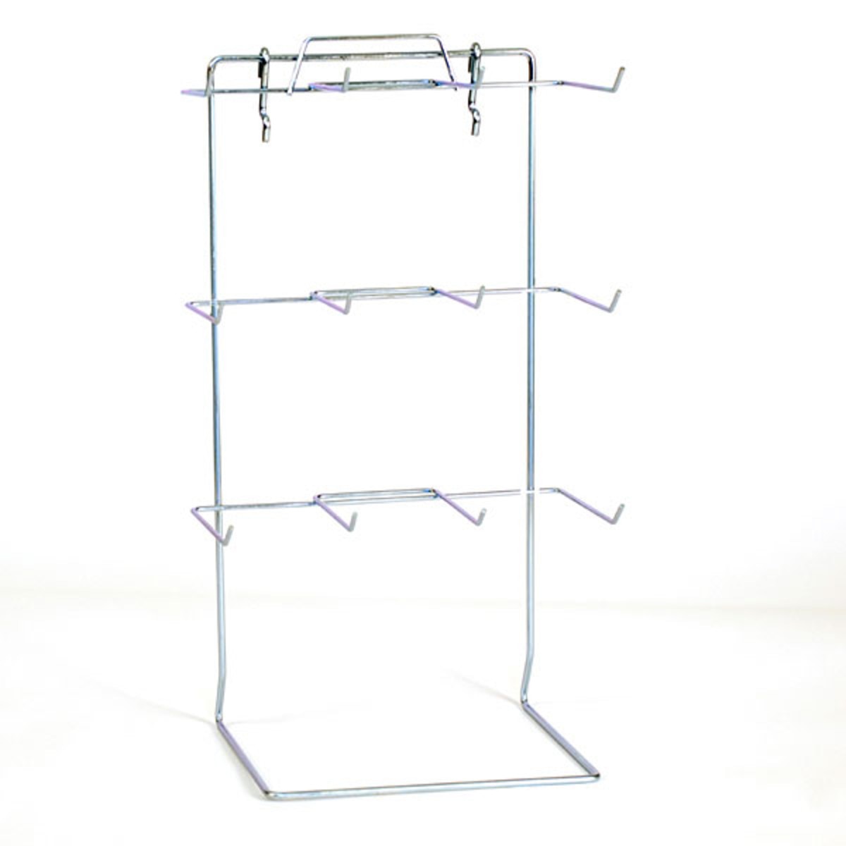 Countertop rack also fits slatwall or pegboard 12 peg 17-1/2"hx10"wx6.5"d hooks 4-1/2" long - zinc