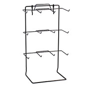 Countertop rack also fits slatwall or pegboard 12 peg 17-1/2"hx10"wx6.5"d hooks 4-1/2" long - black