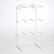 Countertop rack also fits slatwall or pegboard 12 peg 17-1/2"hx10"wx6.5"d hooks 4-1/2" long - white